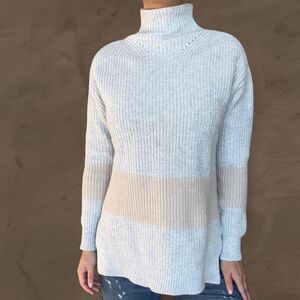 Tuckernuck cream Striped Turtleneck Knit Wool Blend Sz XS Heather preppy